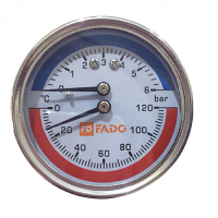 Термоманометр FADO фронтальний Д63 1/2" 120°С 6 бар