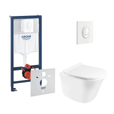 Набор инсталляций 4 в 1 Grohe Rapid SL 38722001 + унитаз с сиденьем Qtap QtapVirgo QT1833051ERW