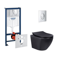 Набор инсталляций 4 в 1 Grohe Rapid SL 38721001 + унитаз с сиденьем Qtap Robin QT1333046ERMB