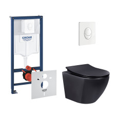 Набор инсталляций 4 в 1 Grohe Rapid SL 38722001 + унитаз с сиденьем Qtap Robin QT1333046ERMB
