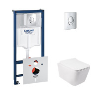 Набор инсталляций 4 в 1 Grohe Rapid SL 38721001 + унитаз с сиденьем Qtap Crow QT05335170W