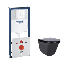 Набор инсталляций 4 в 1 Grohe Rapid SL 38722001 + унитаз с сиденьем Qtap Virgo QT1833051ERMB