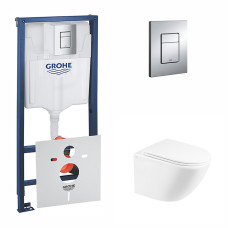 Набор инсталляций 4 в 1 Grohe Rapid SL 38772001 + унитаз с сиденьем Qtap Robin QT1333046ENRW