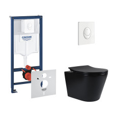 Набор инсталляций 4 в 1 Grohe Rapid SL 38722001 + унитаз с сиденьем Qtap Scorpio QT1433053ERMB