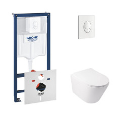 Набор инсталляций 4 в 1 Grohe Rapid SL 38722001 + унитаз с сиденьем Qtap Swan QT16335178W