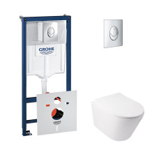 Набор инсталляций 4 в 1 Grohe Rapid SL 38721001 + унитаз с сиденьем Qtap Swan QT16335178W