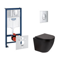 Набор инсталляций 4 в 1 Grohe Rapid SL 38721001 + унитаз с сиденьем Qtap Robin QT13332141ERMB