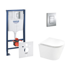 Набор инсталляций 4 в 1 Grohe Rapid SL 38772001 + унитаз с сиденьем Qtap Scorpio QT1433053ERW