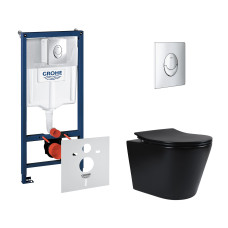 Набор инсталляций 4 в 1 Grohe Rapid SL 38721001 + унитаз с сиденьем Qtap Scorpio QT1433053ERMB