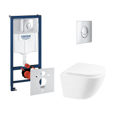 Набор инсталляций 4 в 1 Grohe Rapid SL 38721001 + унитаз с сиденьем Qtap Robin QT1333046ERW