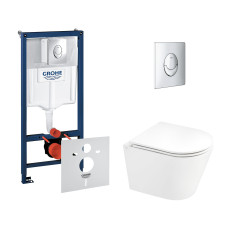 Набор инсталляций 4 в 1 Grohe Rapid SL 38721001 + унитаз с сиденьем Qtap Scorpio QT1433053ERW