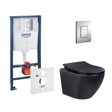 Набор инсталляций 4 в 1 Grohe Rapid SL 38772001 + унитаз с сиденьем Qtap Robin QT1333046ERMB
