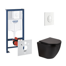 Набор инсталляций 4 в 1 Grohe Rapid SL 38722001 + унитаз с сиденьем Qtap Robin QT13332141ERMB