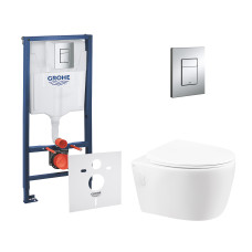 Набор инсталляций 4 в 1 Grohe Rapid SL 38772001 + унитаз с сиденьем Qtap Leo QT11331002ERW