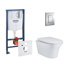 Набор инсталляций 4 в 1 Grohe Rapid SL 38772001 + унитаз с сиденьем Qtap Gemini QT25332614EW