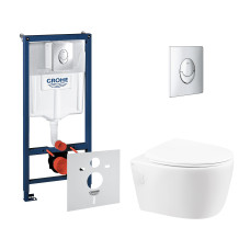 Набор инсталляций 4 в 1 Grohe Rapid SL 38721001 + унитаз с сиденьем Qtap Leo QT11331002ERW