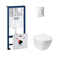Набор инсталляций 4 в 1 Grohe Rapid SL 38721001 + унитаз с сиденьем Qtap Jay QT07335176W