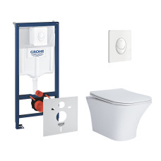 Набор инсталляций 4 в 1 Grohe Rapid SL 38722001 + унитаз с сиденьем Qtap Presto QT24332615EW