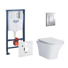 Набор инсталляций 4 в 1 Grohe Rapid SL 38772001 + унитаз с сиденьем Qtap Presto QT24332615EW