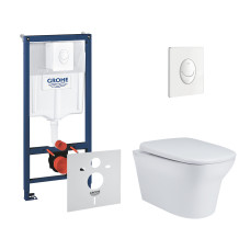 Набор инсталляций 4 в 1 Grohe Rapid SL 38722001 + унитаз с сиденьем Qtap Gemini QT25332614EW