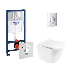 Набор инсталляций 4 в 1 Grohe Rapid SL 38721001 + унитаз с сиденьем Qtap Virgo QT1833051ERW