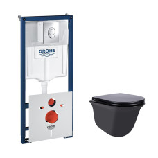 Набор инсталляций 4 в 1 Grohe Rapid SL 38721001 + унитаз с сиденьем Qtap Virgo QT1833051ERMB