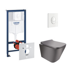 Набор инсталляций 4 в 1 Grohe Rapid SL 38722001 + унитаз с сиденьем Qtap Scorpio QT133053ERMB