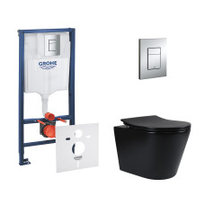 Набор инсталляций 4 в 1 Grohe Rapid SL 38772001 + унитаз с сиденьем Qtap Scorpio QT1433053ERMB