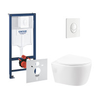 Набор инсталляций 4 в 1 Grohe Rapid SL 38722001 + унитаз с сиденьем Qtap Leo QT11331002ERW