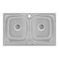 Кухонная мойка с двумя чашами Lidz 5080 0,8 мм Decor (LIDZ5080DEC08)