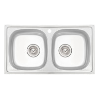 Кухонна мийка з двома чашами Qtap 7843-B 0,8 мм Micro Decor (QT7843BMICDEC08)