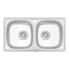 Кухонная мойка с двумя чашами Qtap 7843-B 0,8 мм Micro Decor (QT7843BMICDEC08)