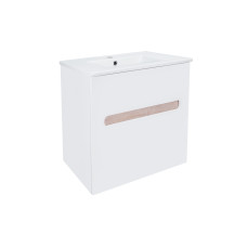 Комплект Qtap Virgo 600х580х437 White/Whitish oak тумба підвісна + раковина урізна  QT1872TPА6013060CW