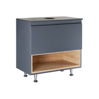 Напольная тумба Qtap Robin 600х616х437 Graphite/Whitish oak со столешницей QT1380TNН6002GWO