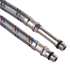 Шланг для смесителя Solomon (нерж.) М10х1/2″ 1,0м (HY6201 A+B)  ПАРА в блистере