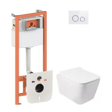 Набір Qtap інсталяція 4 в 1 з панеллю змиву Nest (QT0133M425 + QT0111M11V1114W) + унітаз з сидінням Crow QT05335170W