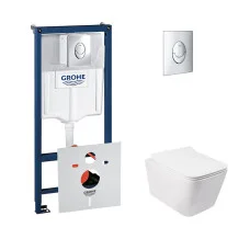 Набір інсталяція 4 в 1 Grohe Rapid SL 38721001 + унітаз з сидінням Qtap Crow QT05335170W