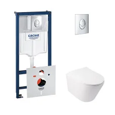 Набір інсталяція 4 в 1 Grohe Rapid SL 38721001 + унітаз з сидінням Qtap Swan QT16335178W