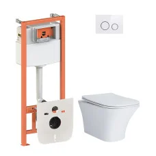 Набір Qtap інсталяція 4 в 1 з панеллю змиву Nest (QT0133M425 + QT0111M11V1114W) + унітаз з сидінням Presto QT24332615EW