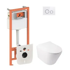 Набір Qtap інсталяція 4 в 1 з панеллю змиву Nest (QT0133M425 + QT0111M11V1114W) + унітаз з сидінням Swan QT16335178W
