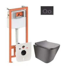 Набір Qtap інсталяція 4 в 1 з панеллю змиву Nest (QT0133M425 + QT0111M11V1146MB) + унітаз з сидінням Tern QT1733052ERMB