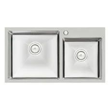 Кухонна мийка з двома чашами Qtap S7843 2.7/1.0 мм Satin (QTS784310)
