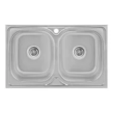 Кухонна мийка з двома чашамиLidz 5080 0,8 мм Decor (LIDZ5080DEC08)