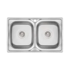 Кухонна мийка з двома чашами Lidz 7948 0,8 мм Micro Decor (LIDZ7948MDEC08)