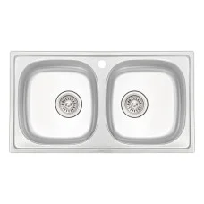 Кухонна мийка з двома чашами Qtap 7843-B 0,8 мм Micro Decor (QT7843BMICDEC08)