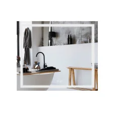Дзеркало Qtap Mideya 800х700 з LED-підсвічуванням Touch, з антизапотіванням, з димером, рег. яскравості Reverse QT2078NCF8070W