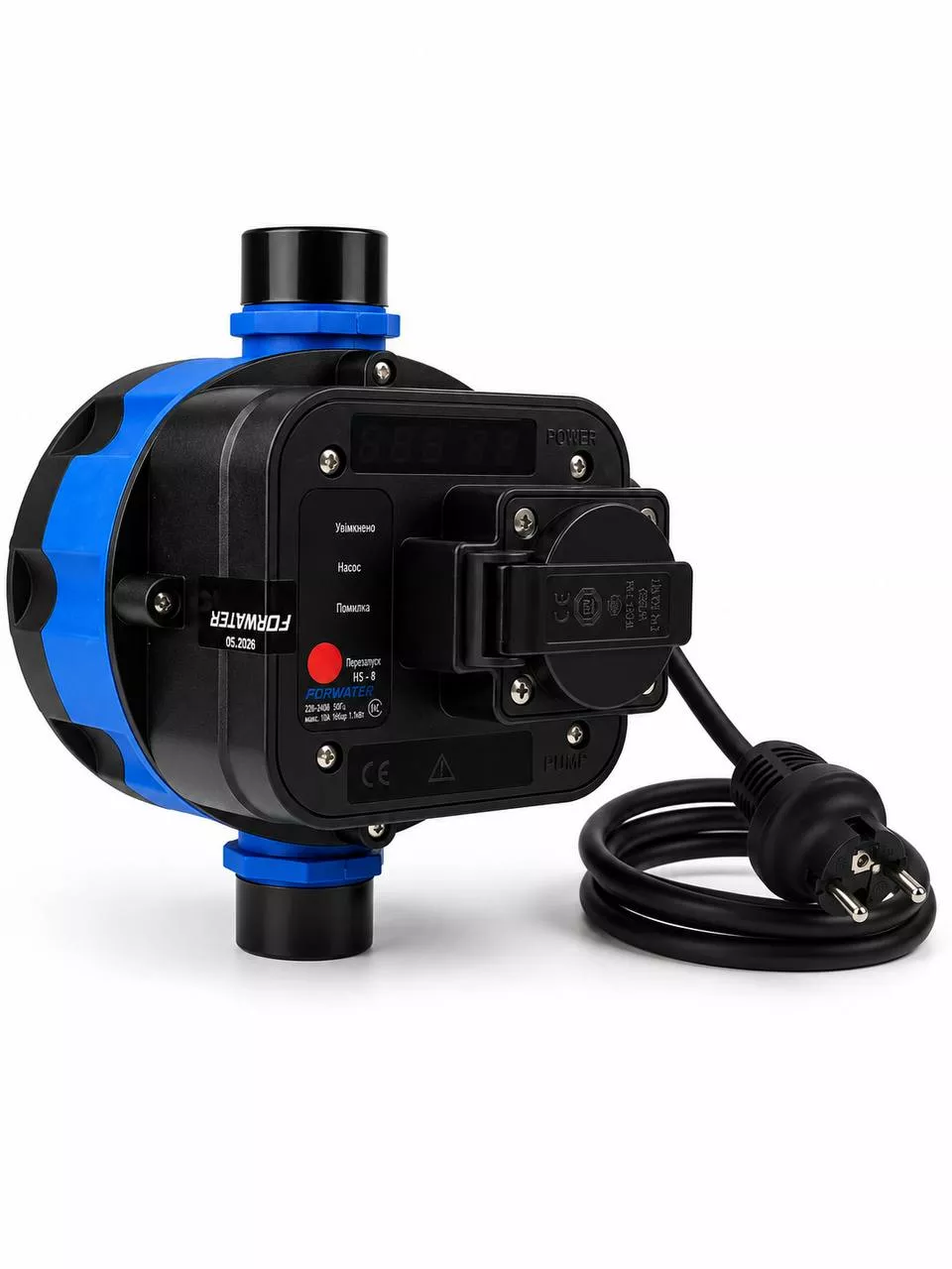 FORWATER HS-8 NEW автом. прес-контроль, Restart, 1,1кВт, 1", 1,2м вилка, розетка на корпусі {12}